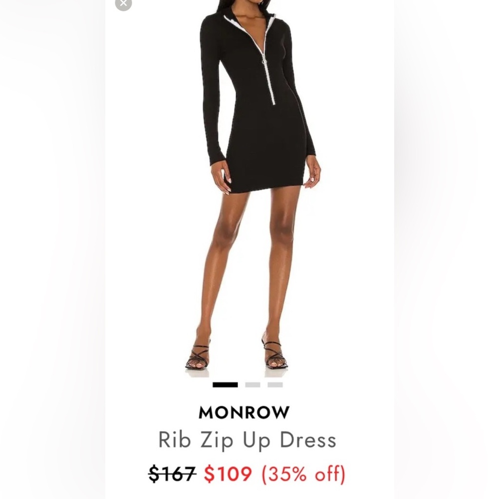 Monrow Black Rib Zip Up Dress size M *Like New*